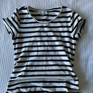 Jersey Short Sleeve Bodycon Maternity Dress (B&W Stripe)